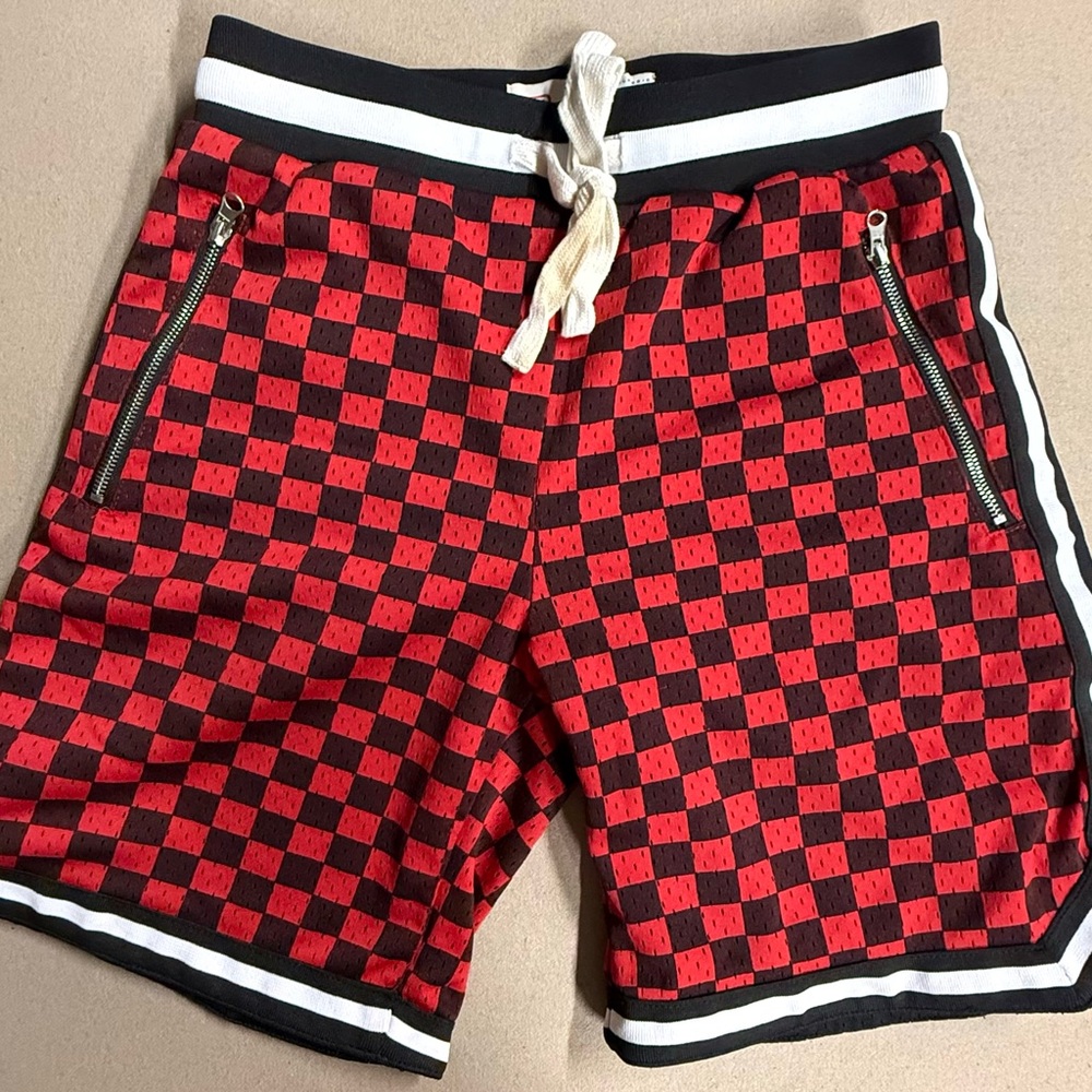Red and Black Checkered Men's Shorts
